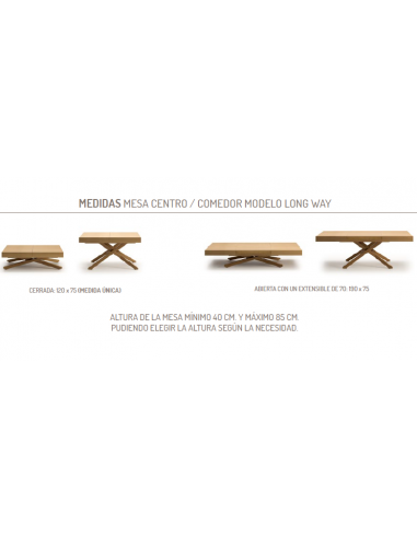 MESA CENTRO/COMEDOR EXTENSIBLE LONG WAY (120X75)