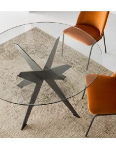 MESA COMEDOR REDONDA FIJA CRISTAL MON