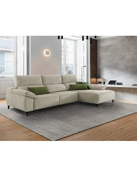 SOFÁ CHAISELONGUE NINA ASIENTO DESLIZANTE DE CARRO PATA ALTA MAYOR TAPIZADOS