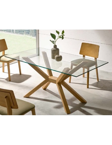 MESA COMEDOR RECTANGULAR FIJA CRISTAL SONIA