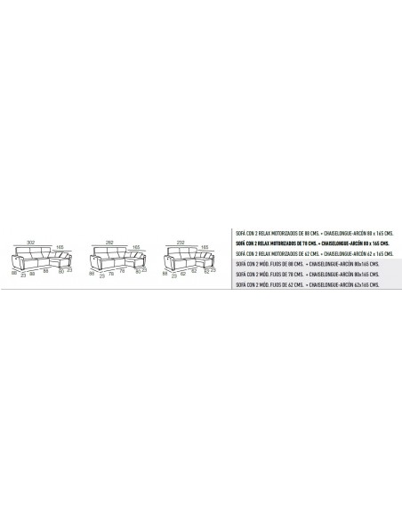 SOFÁ TICO CHAISELONGUE - ARCÓN FIJO O RELAX MOTORIZADO MAYOR TAPIZADOS