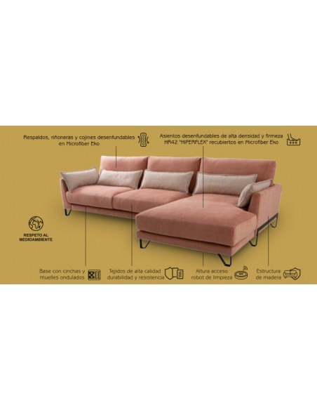 SOFÁ CHAISELONGUE NADINE DE MAYOR TAPIZADOS