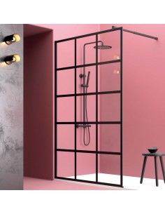 PANEL FIJO DUCHA DECORADO CUADROS NEGROS VARIAS MEDIDAS