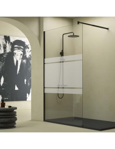 PANEL FIJO DUCHA DECORADO NEGRO VARIAS MEDIDAS