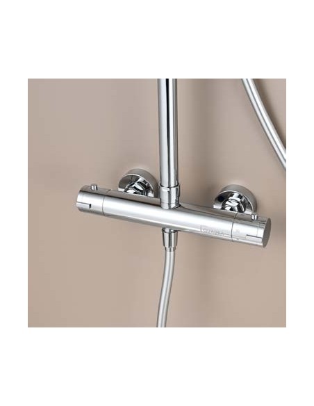 COLUMNA DUCHA TERMOSTÁTICA REDONDA CROMO/NEGRO