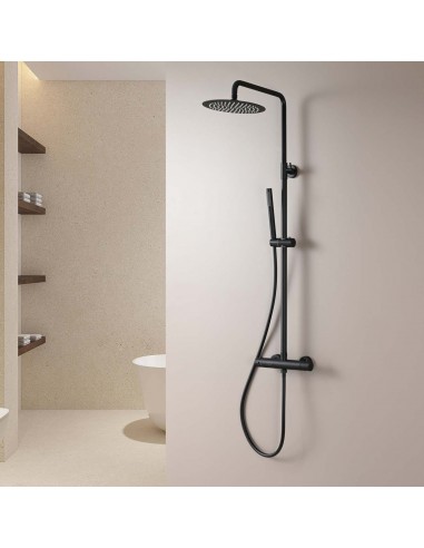 COLUMNA DUCHA TERMOSTÁTICA REDONDA CROMO/NEGRO