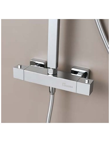 COLUMNA DUCHA TERMOSTÁTICA CUADRADA CROMO/NEGRO