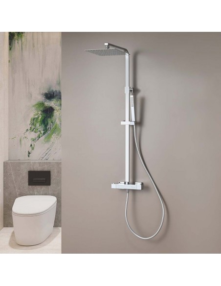 COLUMNA DUCHA TERMOSTÁTICA CUADRADA CROMO/NEGRO