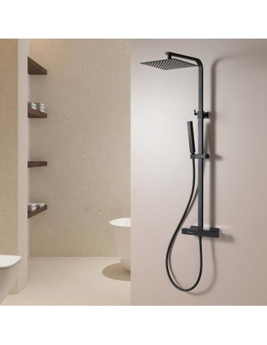 COLUMNA DUCHA TERMOSTÁTICA CUADRADA CROMO/NEGRO