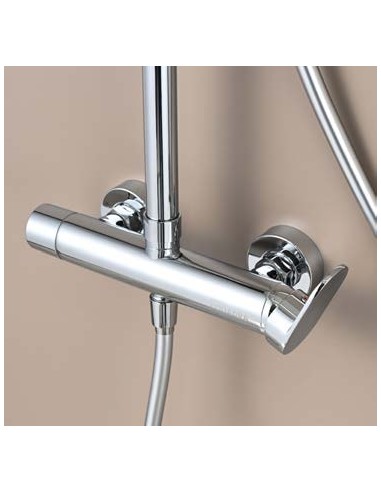 COLUMNA DUCHA MONOMANDO REDONDA CROMO/NEGRO