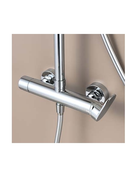 COLUMNA DUCHA MONOMANDO REDONDA CROMO/NEGRO