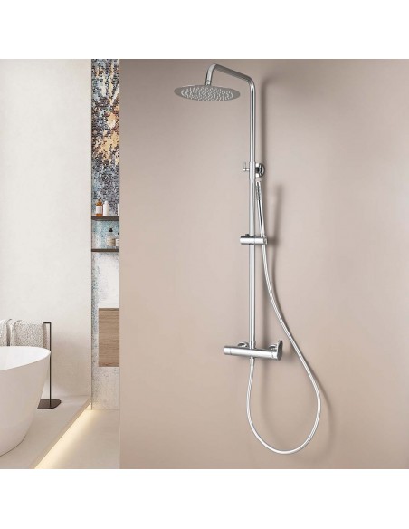 COLUMNA DUCHA MONOMANDO REDONDA CROMO/NEGRO