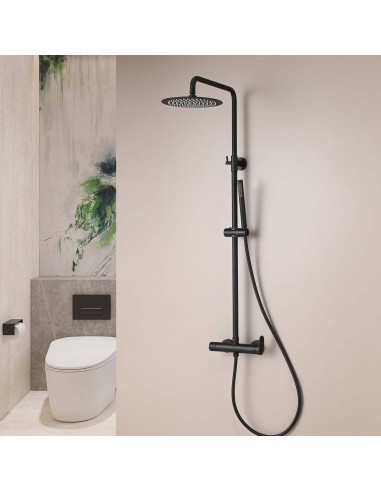 COLUMNA DUCHA MONOMANDO REDONDA CROMO/NEGRO