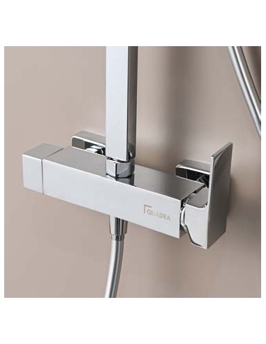 COLUMNA DUCHA MONOMANDO CUADRADA CROMO/NEGRO