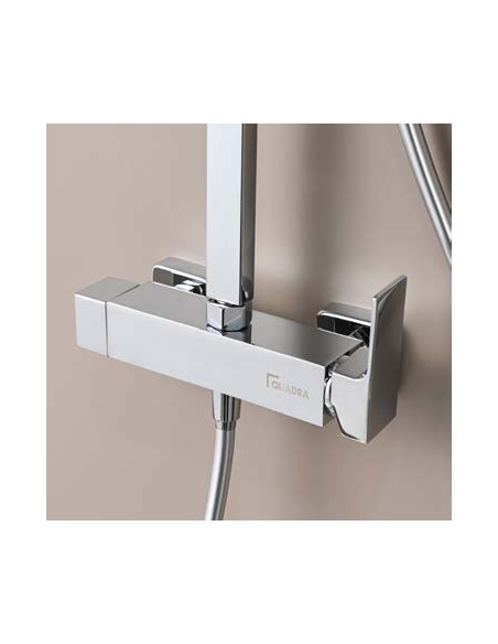 COLUMNA DUCHA MONOMANDO CUADRADA CROMO/NEGRO