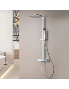 COLUMNA DUCHA MONOMANDO CUADRADA CROMO/NEGRO