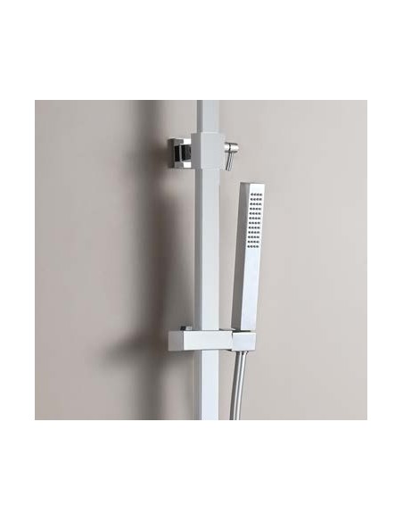 COLUMNA DUCHA MONOMANDO CUADRADA CROMO/NEGRO