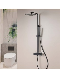 COLUMNA DUCHA MONOMANDO CUADRADA CROMO/NEGRO 2