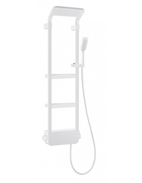 COLUMNA DUCHA MONOMANDO SHELF CON ESTANTES BLANCO/NEGRO