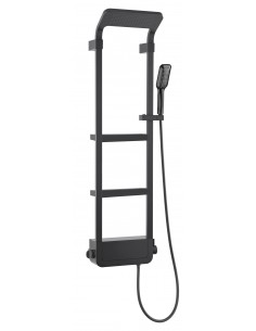 COLUMNA DUCHA MONOMANDO SHELF CON ESTANTES BLANCO/NEGRO