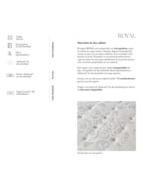 Topper Royal Dupen – ViscoGrafeno, Tejido CoolAir® y Firmeza Media